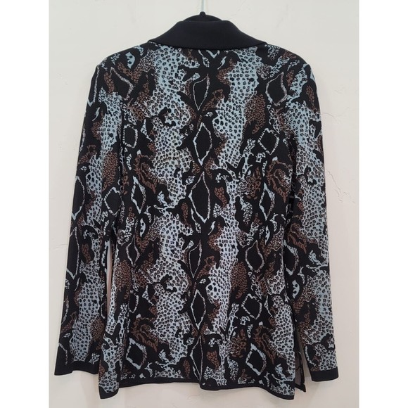 Exclusively Misook Cheetah Snake Animal Print BlackBlueBrown Cardigan Jacket S - Picture 7 of 11